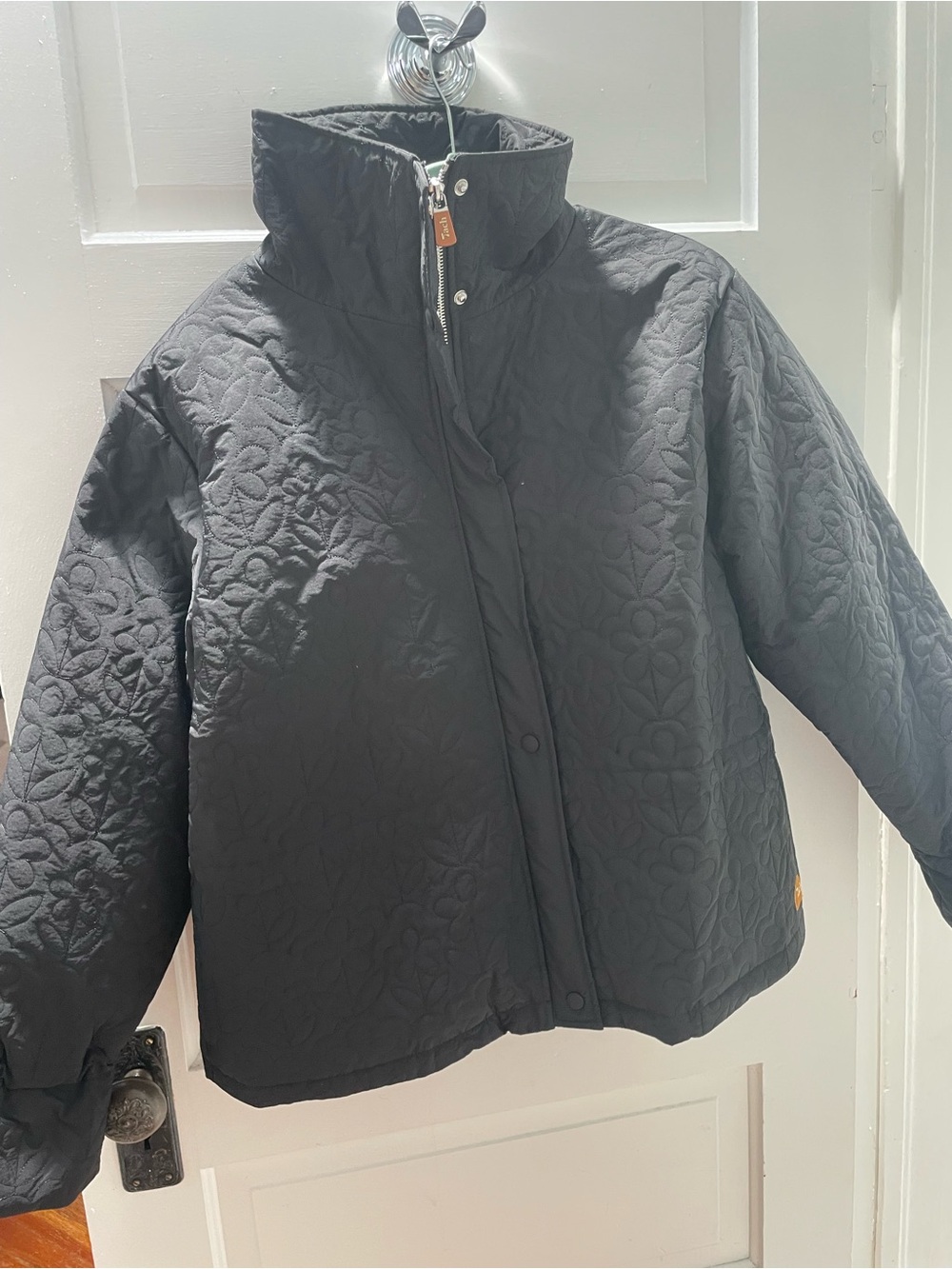 Tach Black Quilted Jacket with Orange Zipper Pull - large